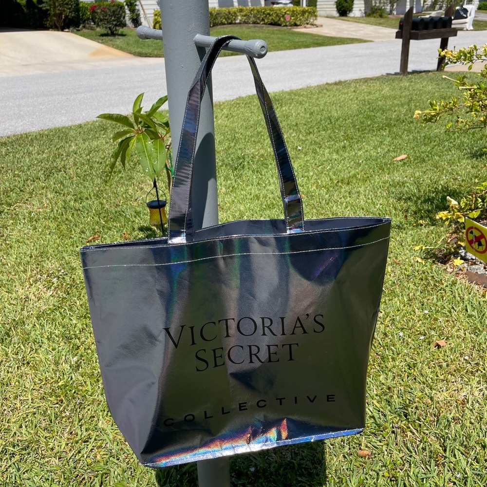 PINK/VICTORIA SECRET Collective Tote Bag In Holographic Blue - Picture 11 of 12